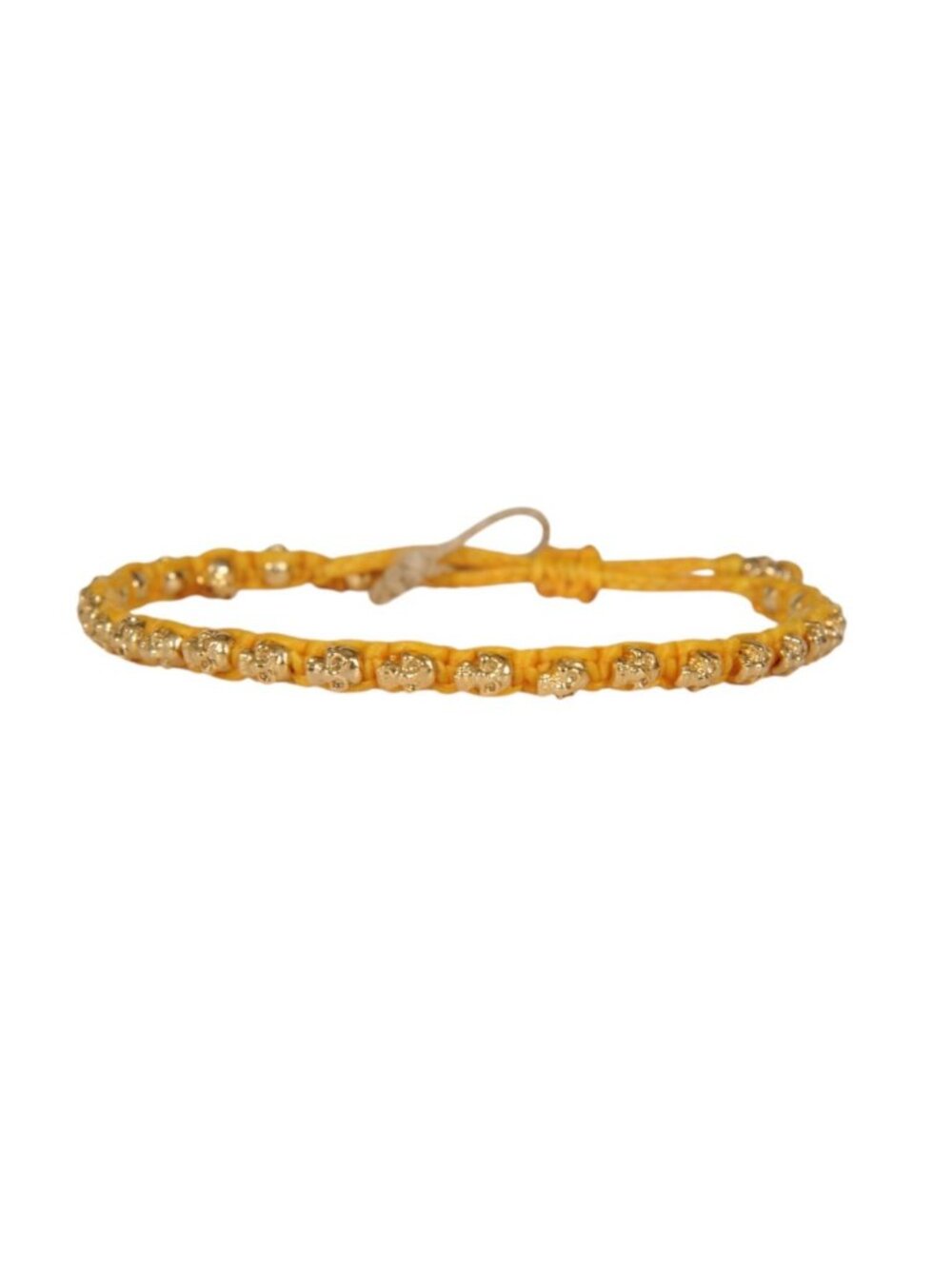 M Cohen By Maor Cuff Pull Strap Skeleton Bracelet Yellow Gold Skulls Tassel Wrap